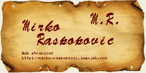 Mirko Raspopović vizit kartica